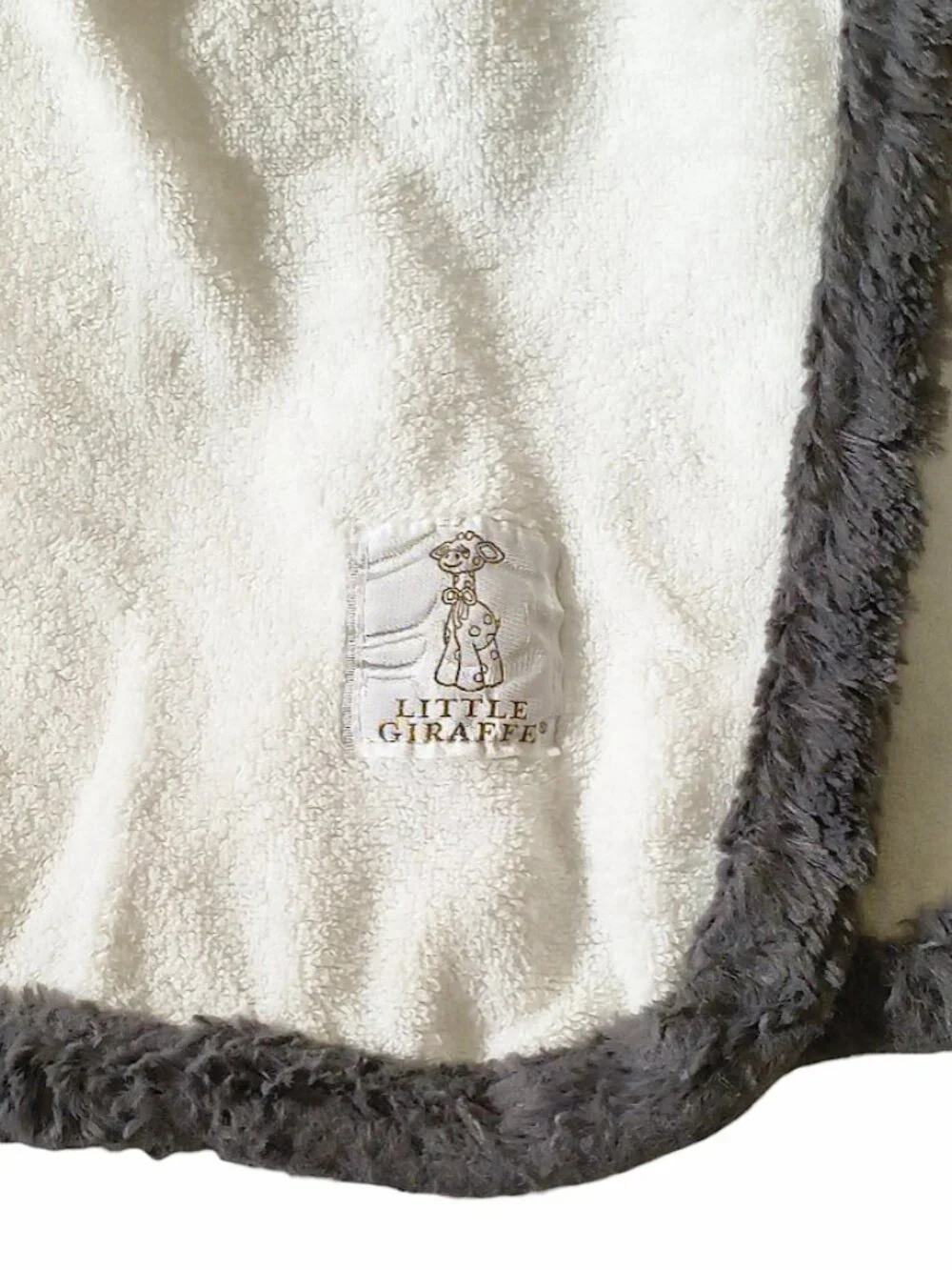 Little Giraffe Luxe Hooded Towel With Ears White & Dark Gray 24